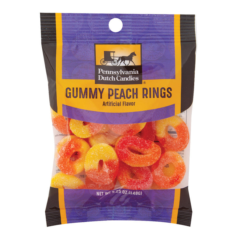 Wholesale Pdc Clear Window Bag Peach Rings Peg Bag 5.25 Oz- Bulk