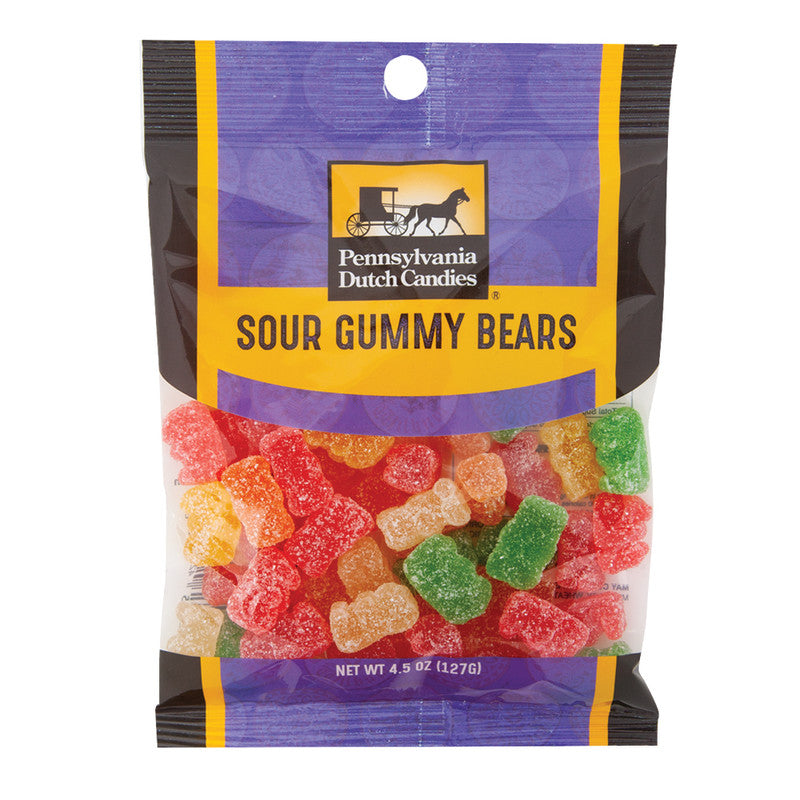 Wholesale Pdc Clear Window Bag Sour Gummi Bears Peg Bag 4.5 Oz Bulk