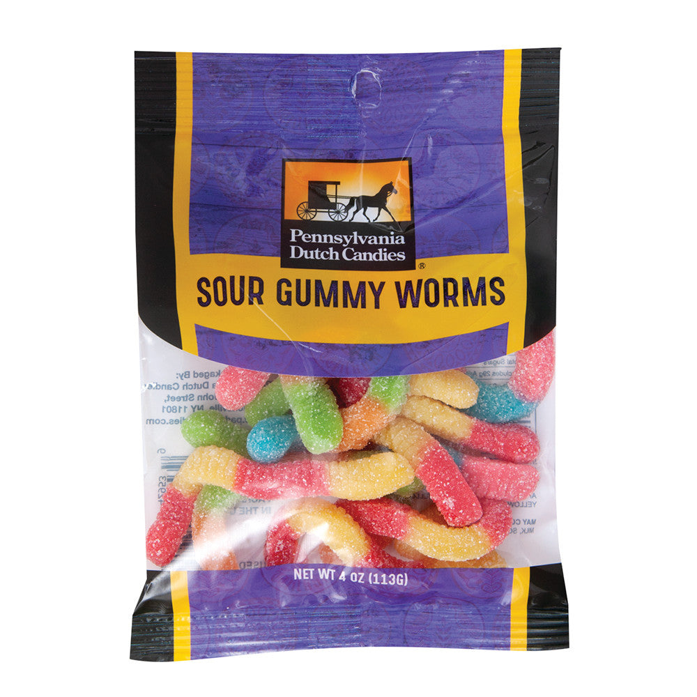 Wholesale Pdc Clear Window Bag Sour Neon Worms Peg Bag 4 Oz-12ct Case Bulk