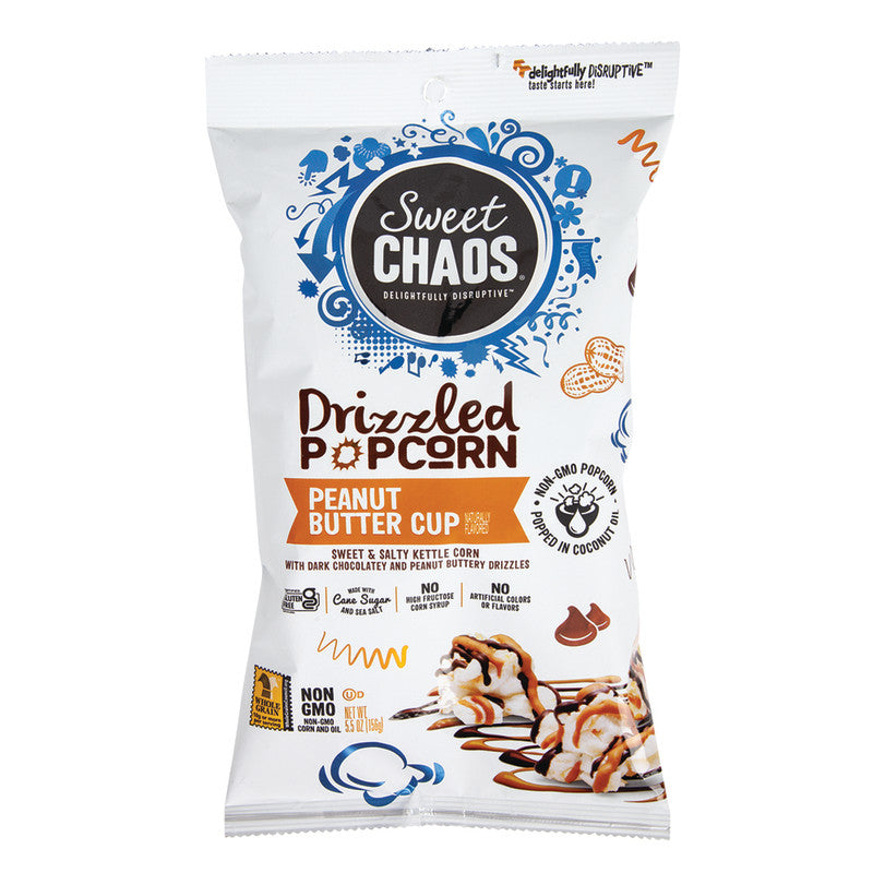 Wholesale Sweet Chaos Kettle Corn Peanut Butter Cup Drizzle 5.5 Oz Pouch-12ct case Bulk