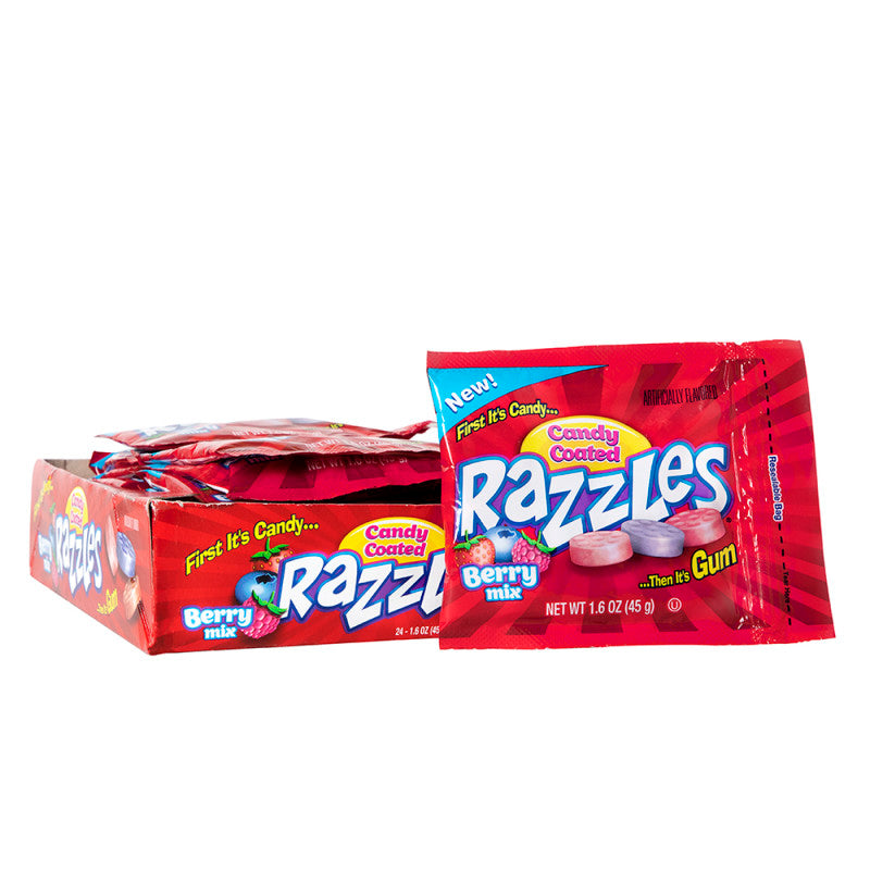 Wholesale Razzles Candy Coated Gum Berry Mix 1.6 Oz Bag- Bulk