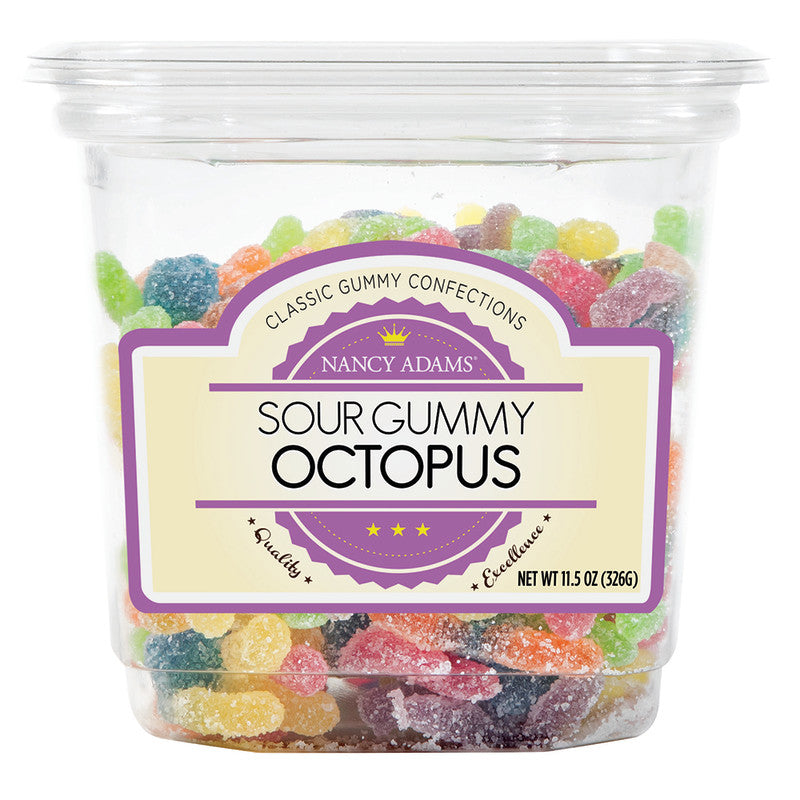 Wholesale Nancy Adams Sour Gummy Octopus 11.5 Oz Tub Bulk