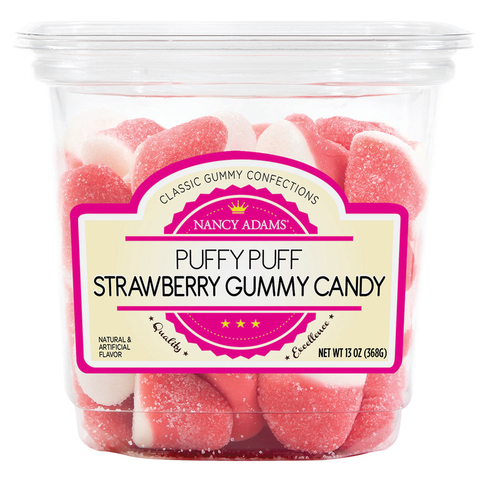 Nancy Adams Puffy Puffs Strawberry Gummy Candy 13 Oz Tub