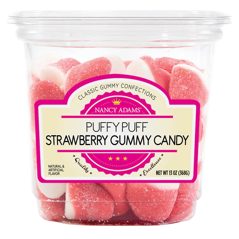 Wholesale Nancy Adams Puffy Puffs Strawberry Gummy Candy 13 Oz Tub Bulk