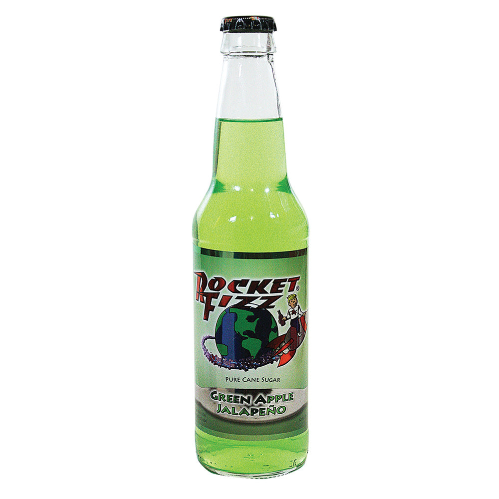 Rocket Fizz Green Apple Jalapeno Soda 12 Oz Bottle