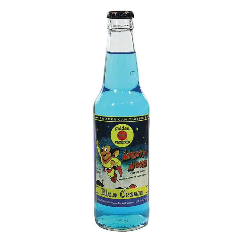 Wholesale Mighty Mouse Blue Cream Soda 12 Oz Bottle- Bulk