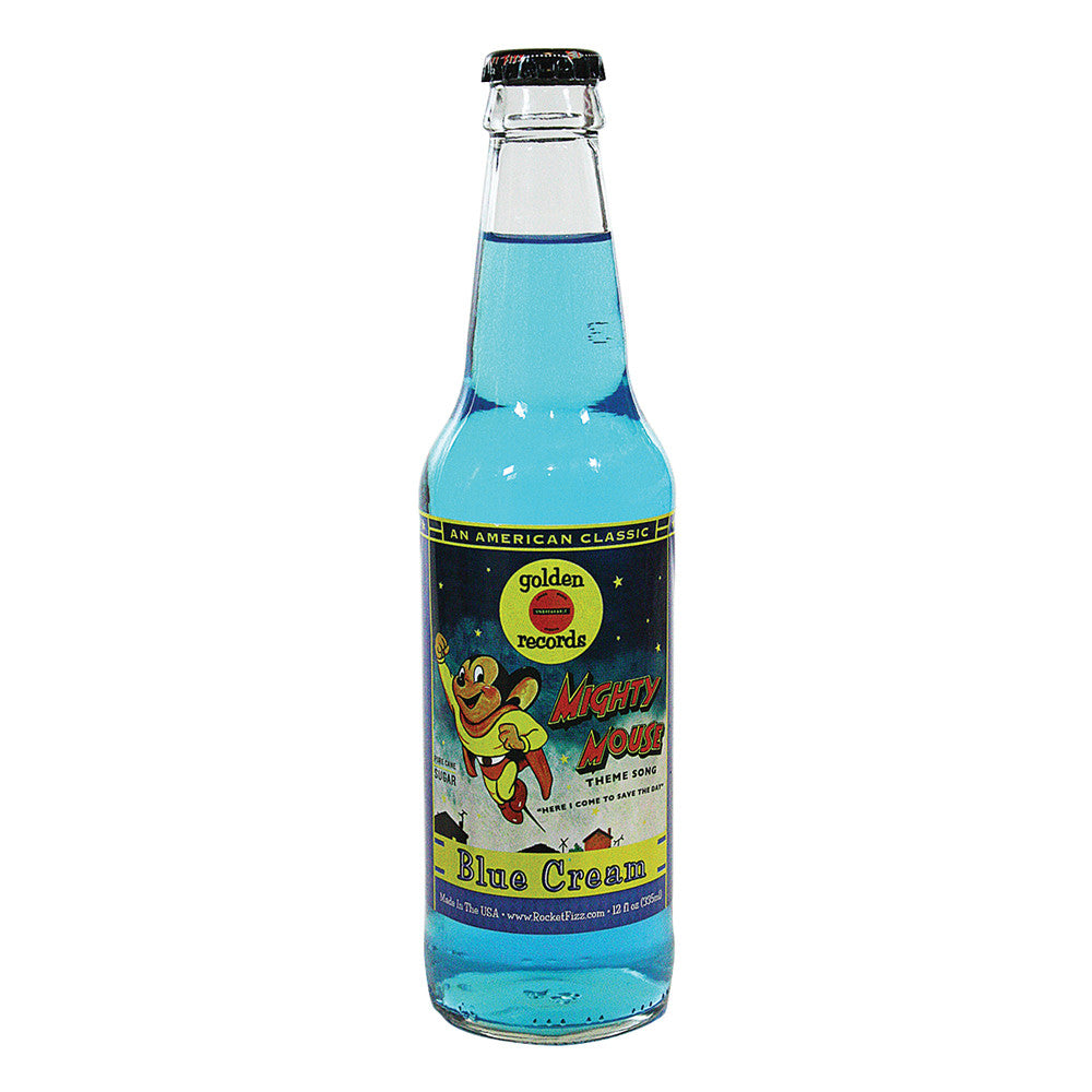 Wholesale Mighty Mouse Blue Cream Soda 12 Oz Bottle- Bulk