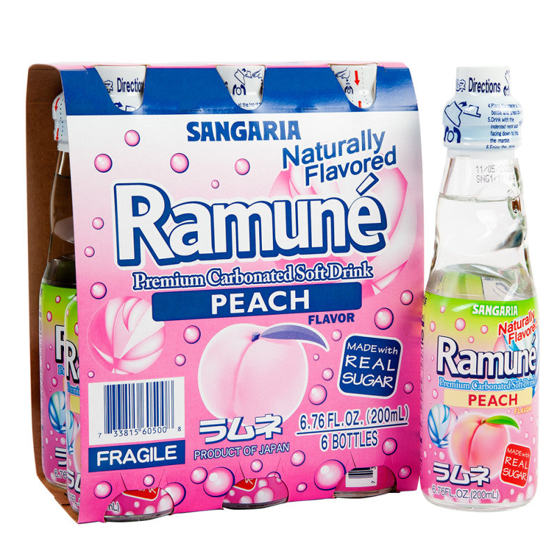 Wholesale Ramune Peach Soda 6.76 Oz Bottle- Bulk