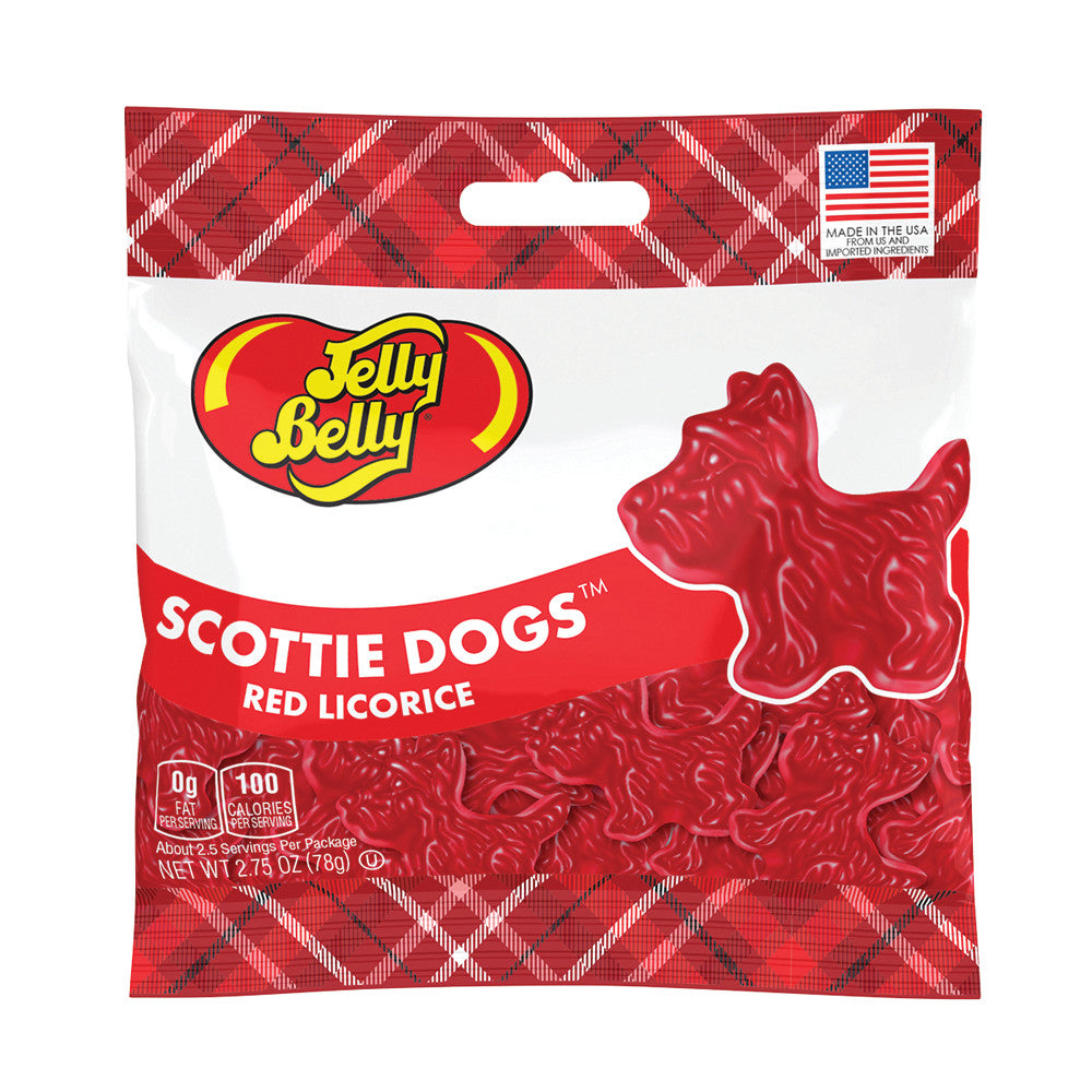 Wholesale Jelly Belly Red Licorice Scottie Dogs 2.75 Oz Peg Bag-12ct Case Bulk