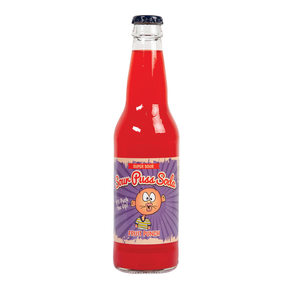 Wholesale Averys Sour Puss Fruit Punch Soda 12 Oz Bottle- Bulk