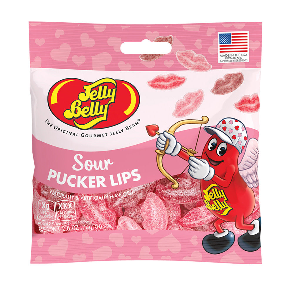 Wholesale Jelly Belly Sour Pucker Up Lips 2.8 Oz Peg Bag-12ct Case Bulk