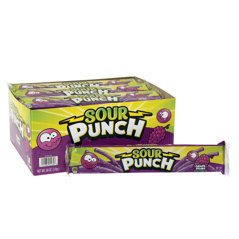 Wholesale Sour Punch Grape Straws 2 Oz Bulk