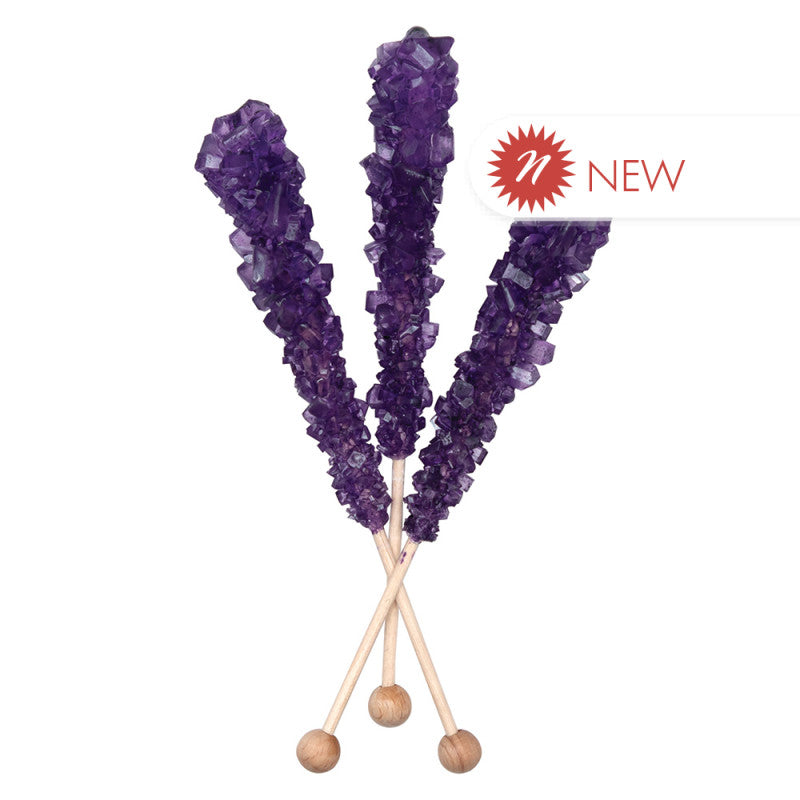 Wholesale Clever Candy Rock Candy Sticks Purple Grape Flavor Unwrapped 0.6 Oz Bulk