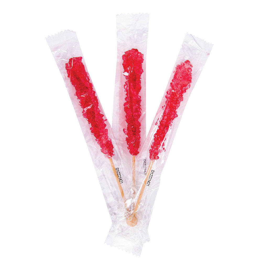 Wholesale Rock Candy - Wrapped - Stick - Red - Cherry - .6Oz Bulk