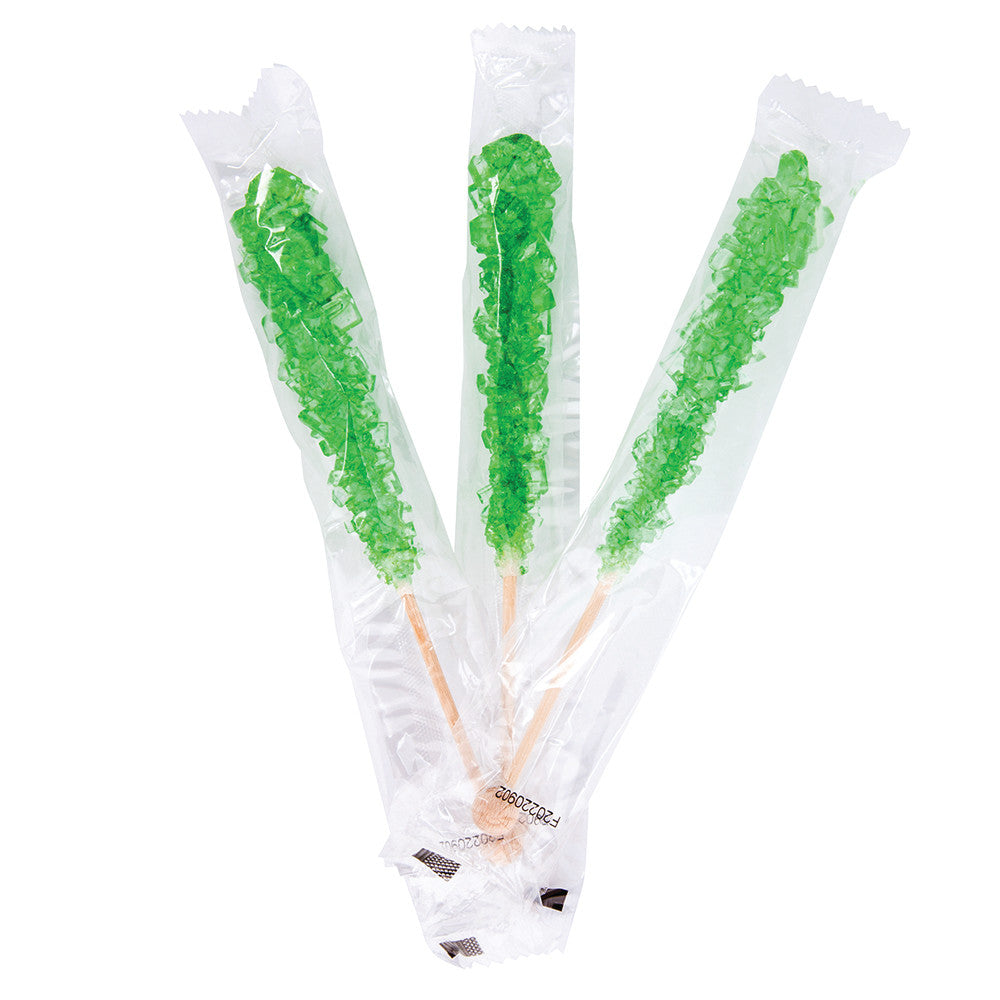 Wholesale BoxNCase Rock Candy Green Apple Wrapped .6 oz Stick-100ct Case Bulk