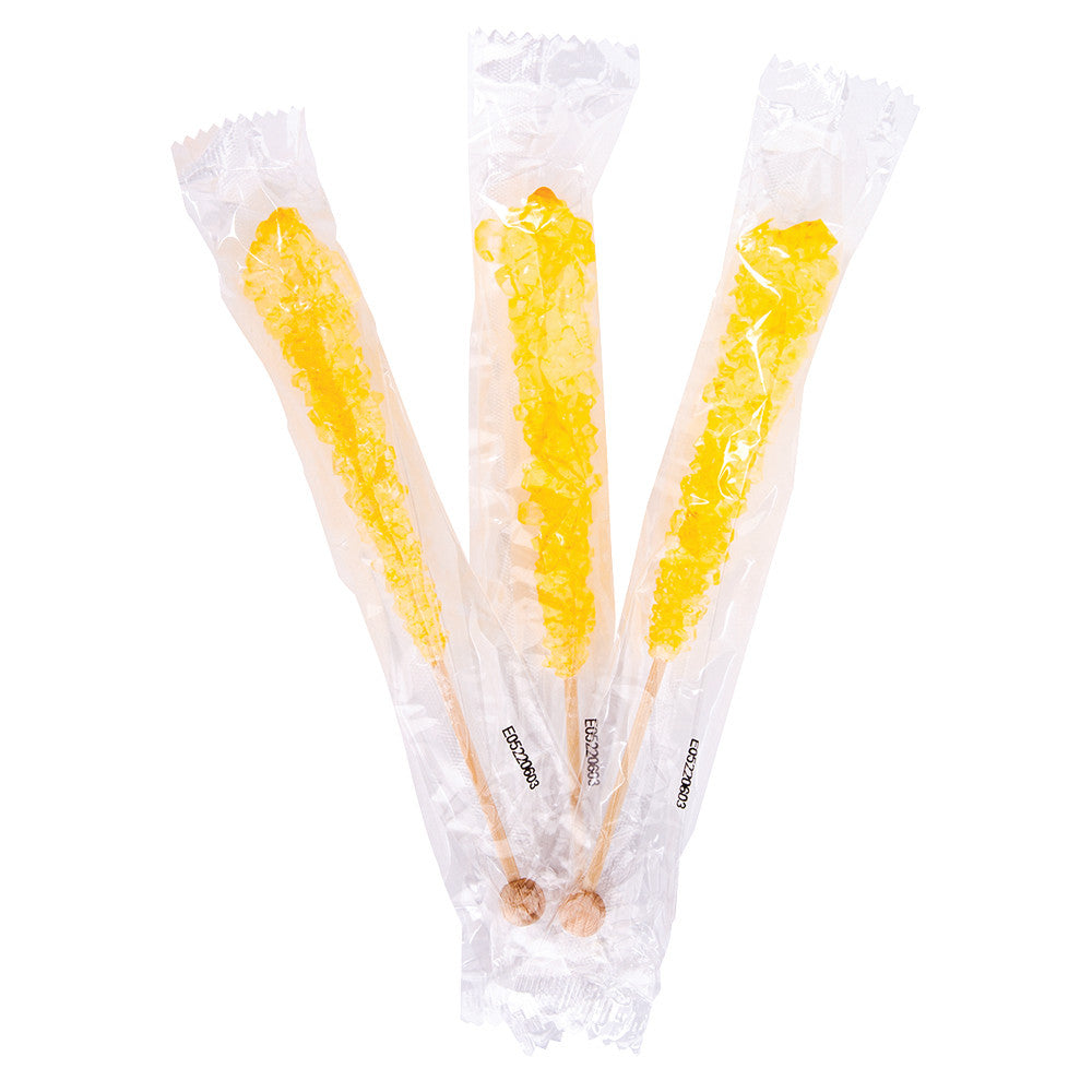 Wholesale BoxNCase Rock Candy Yellow Lemon Wrapped .6 oz Stick- Bulk