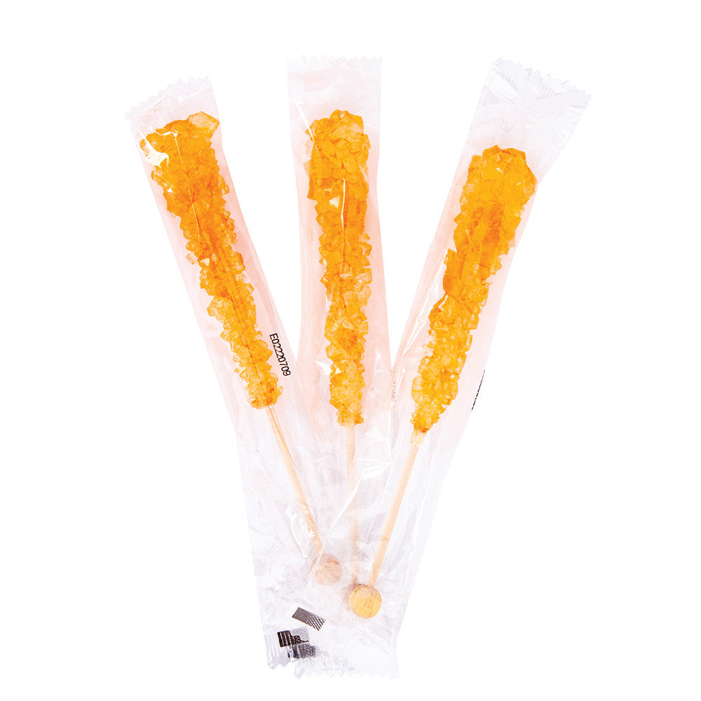 Wholesale Rock Candy - Wrapped - Stick - Orange - Orange - .6Oz Bulk