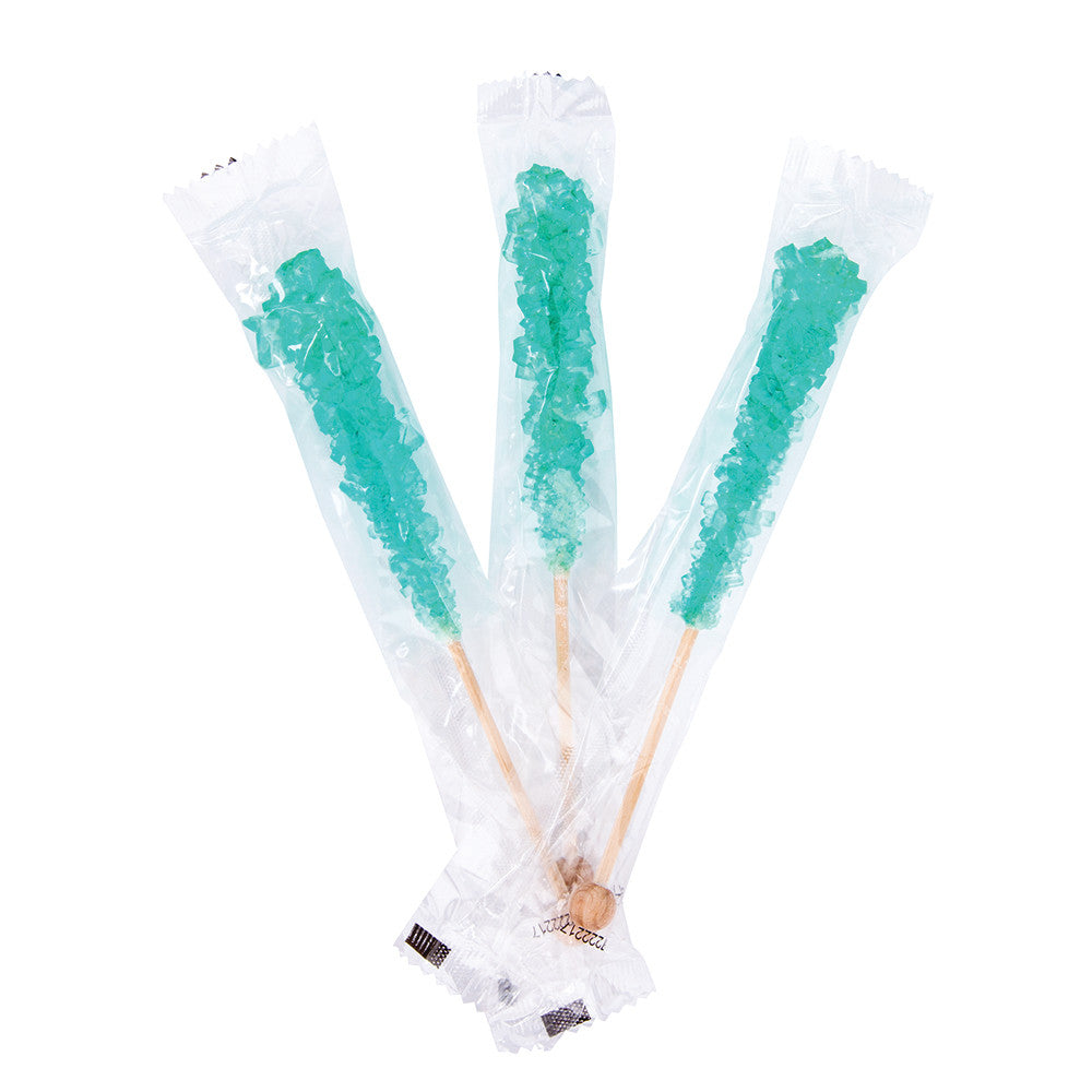 Wholesale BoxNCase Rock Candy Blue Cotton Candy Wrapped .6 oz Stick- Bulk