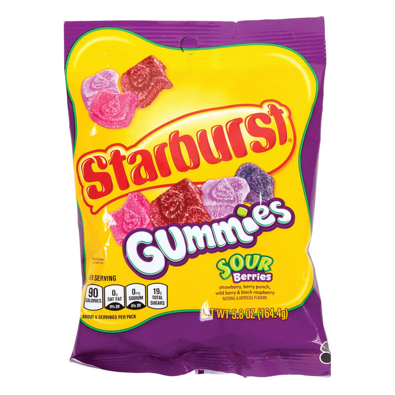 Wholesale Starburst Sour Berries Gummies 5.8 Oz Peg Bag- Bulk