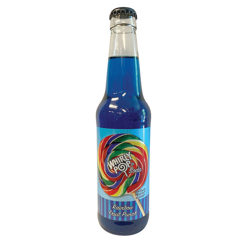 Wholesale Whirly Pop Rainbow Fruit Punch Soda 12 Oz Bottle- Bulk