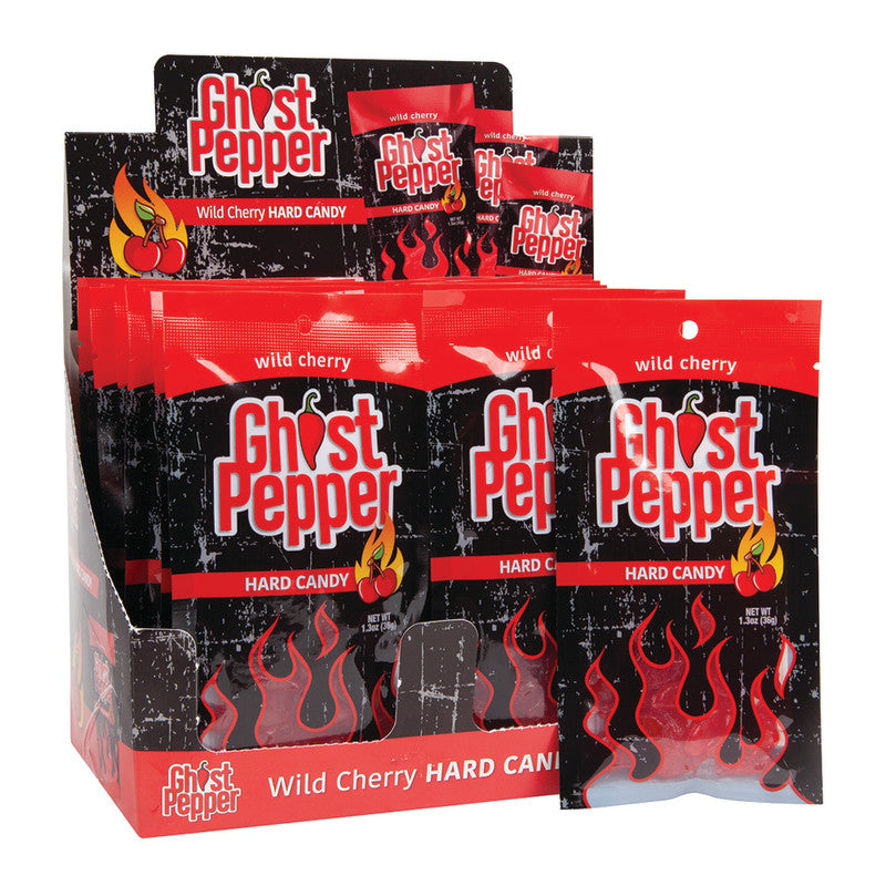 Wholesale Ghost Pepper Wild Cherry Hard Candy 1.3 Oz Peg Bag Bulk
