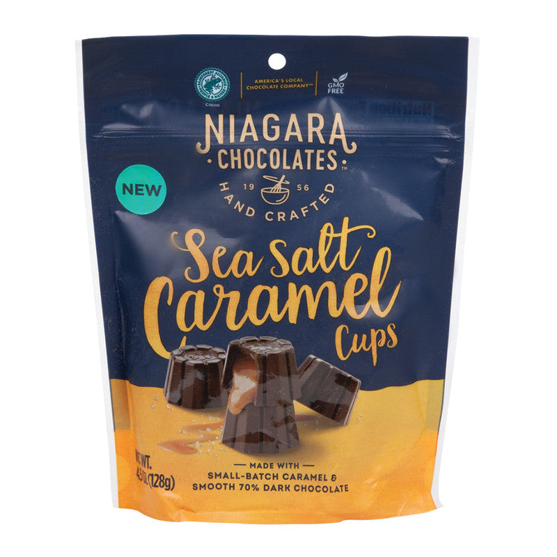 Wholesale Niagara 70% Dark Chocolate Sea Salt Caramel Cups 4.5 Oz Pouch Bulk