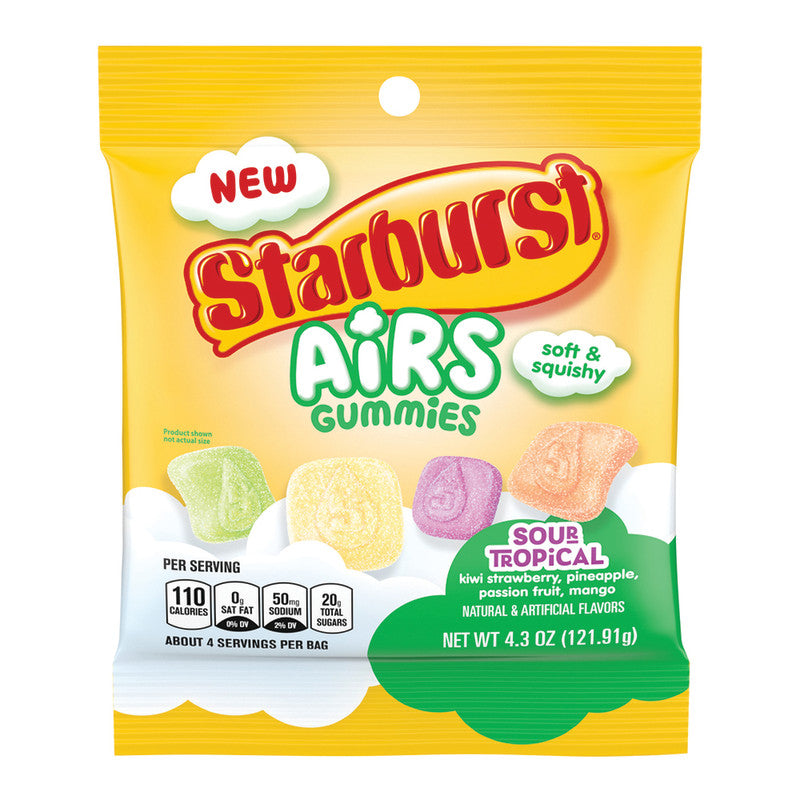 Wholesale Starburst Sour Tropical Air Gummies 4.3 Oz Peg Bag Bulk