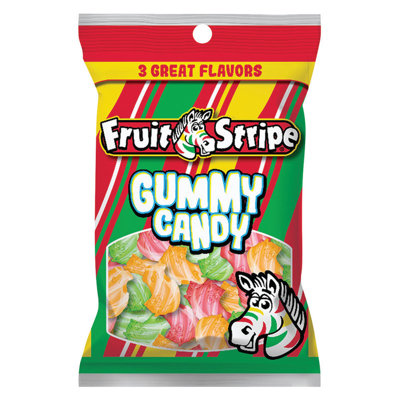 Wholesale Fruit Stripe Gummy Candy 3.25 Oz Peg Bag- Bulk