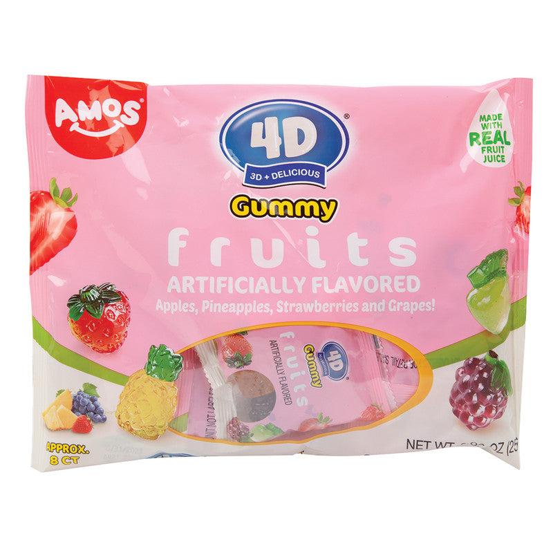 Wholesale Amos 4D Gummy Fruits Fun Size 9.02 Oz-12ct case Bulk