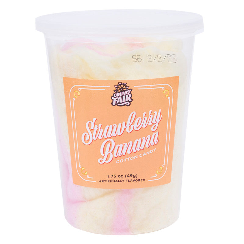 Wholesale County Fair Strawberry Banana Cotton Candy 1.75 Oz Tub- Bulk