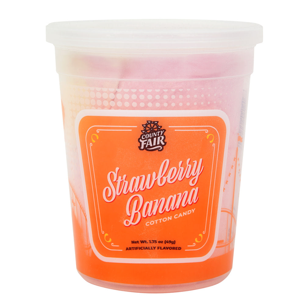 Wholesale County Fair Strawberry Banana Cotton Candy 1.75 Oz Tub- Bulk