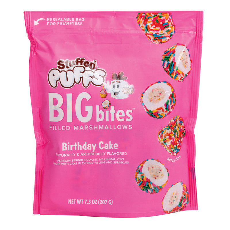 Wholesale Stuffed Puffs Big Bites Birthday Cake 7.3 Oz Pouch-8ct case Bulk