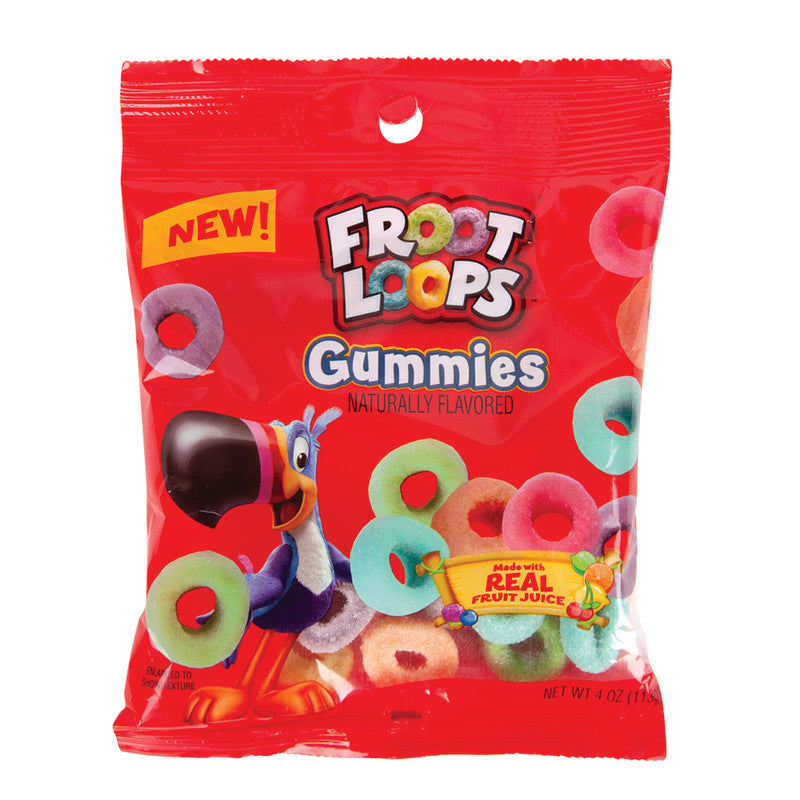 Wholesale Froot Loops Gummies 4 Oz Peg Bag Bulk