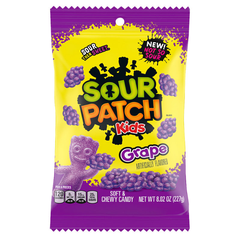 Wholesale Sour Patch Kids Grape Peg Bag 8.02 Oz- Bulk