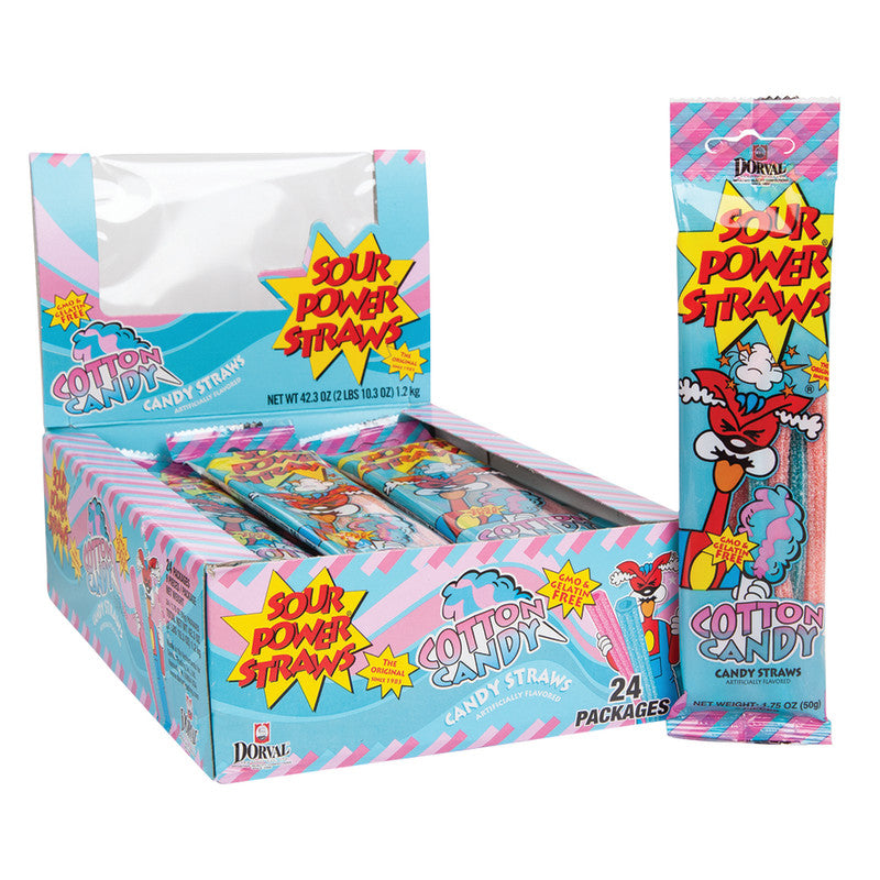 Wholesale Sour Power Straws Cotton Candy 1.75 Oz- Bulk