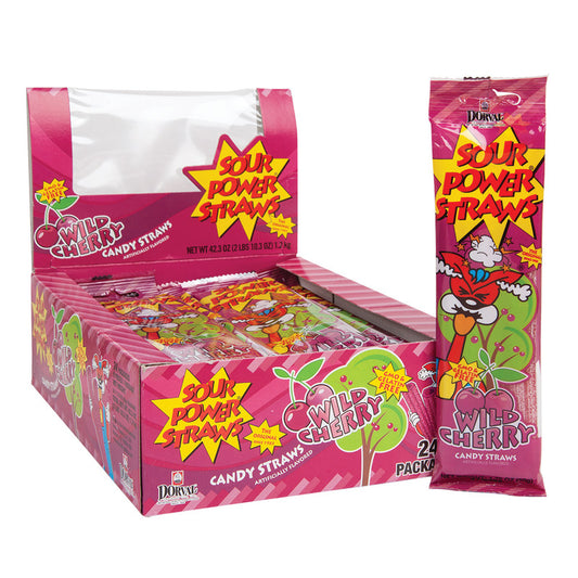 Wholesale Sour Power Straws Wild Cherry 1.75 Oz- Bulk