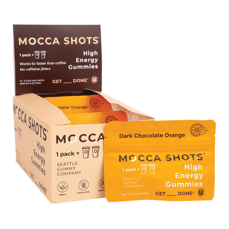 Wholesale Mocca Shots Dark Chocolate Orange Gummies 0.5 Oz Bulk