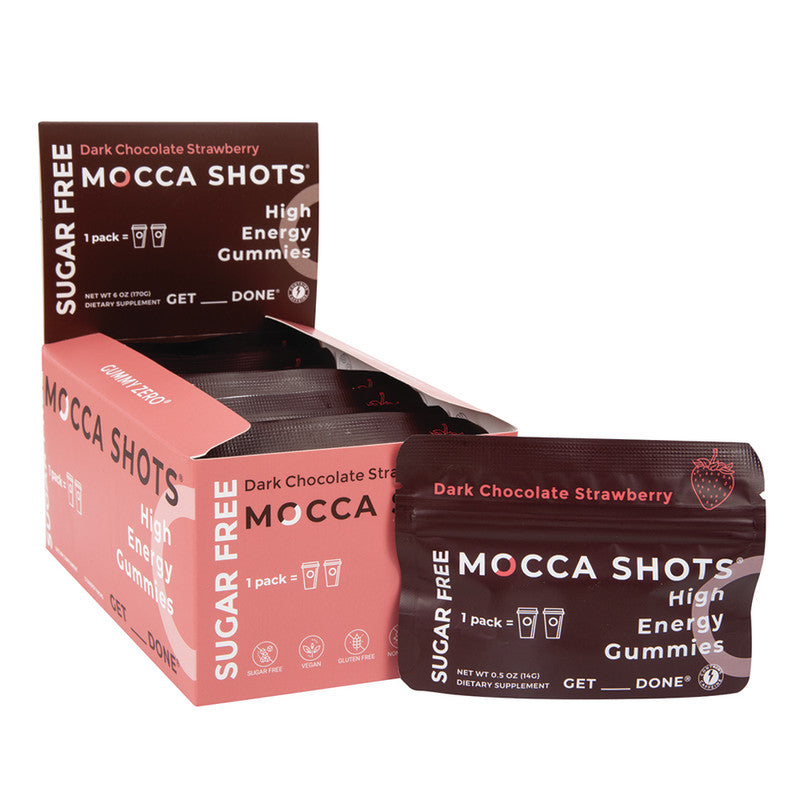 Wholesale Mocca Shots Gummies Dark Chocolate Strawberry 0.5 Oz- Bulk