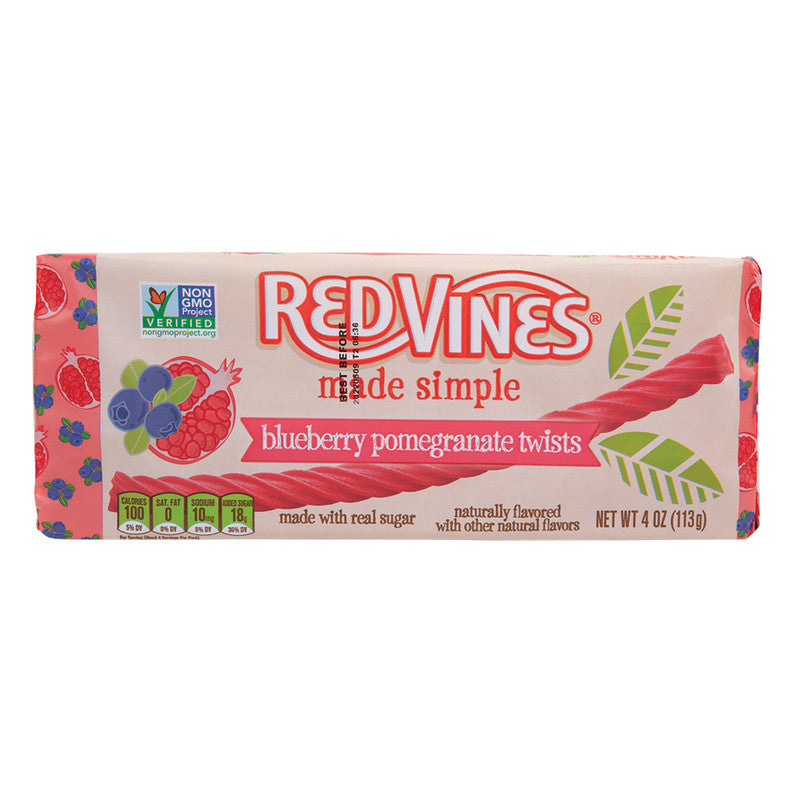 Wholesale Red Vines Made Simple Blueberry Pomegranate Licorice Twists 4 Oz Tray Bulk