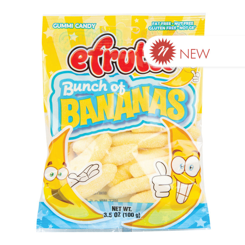 Wholesale Efrutti Bunch Of Bananas Gummi Bananas 3.5 Oz Peg Bag- Bulk