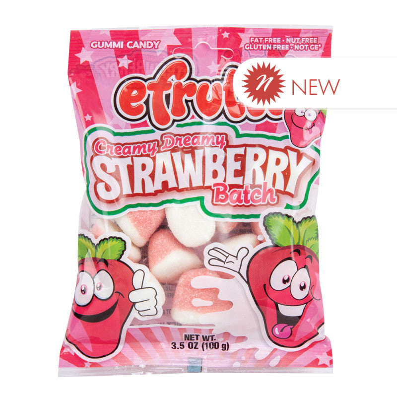 Wholesale Efrutti Creamy Dreamy Strawberry Batch Gummi Candy 3.5 Oz Peg Bag- Bulk