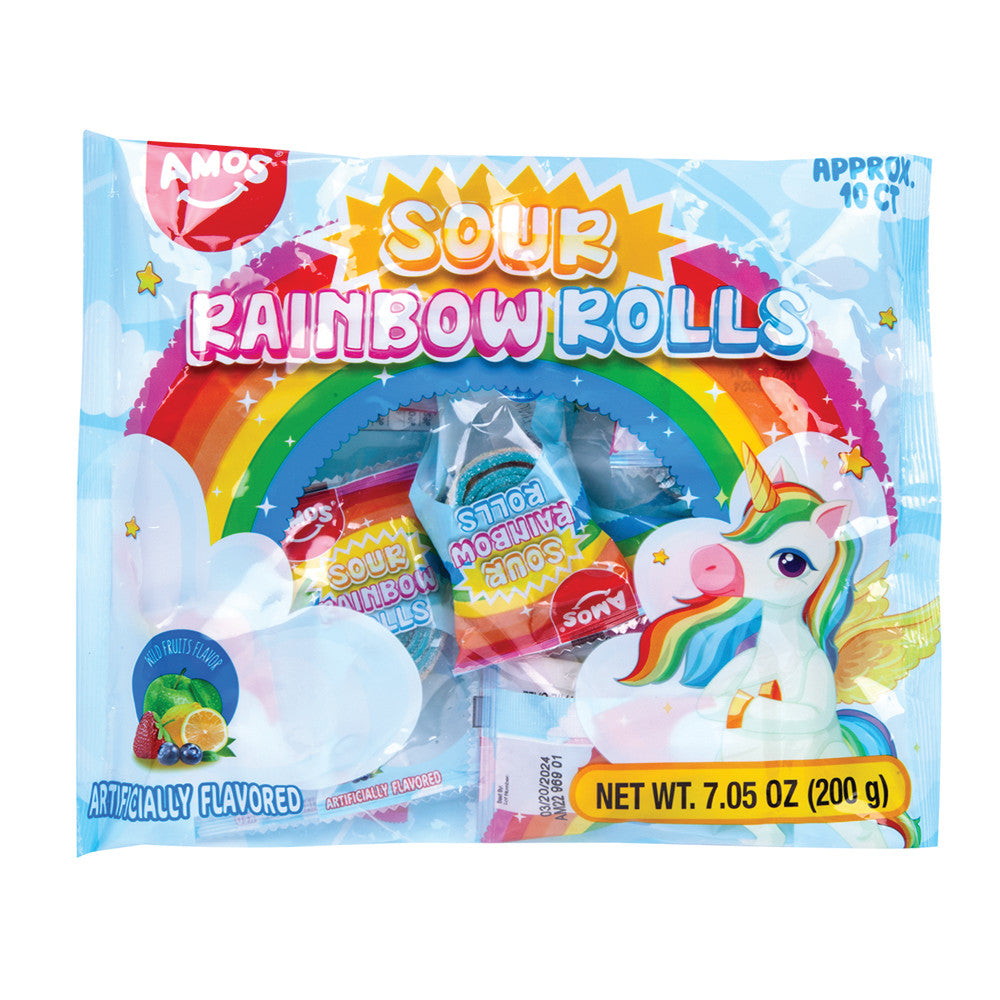 Wholesale Amos Sour Rainbow Rolls Fun Size 7.05 Oz 12 Ct Bulk
