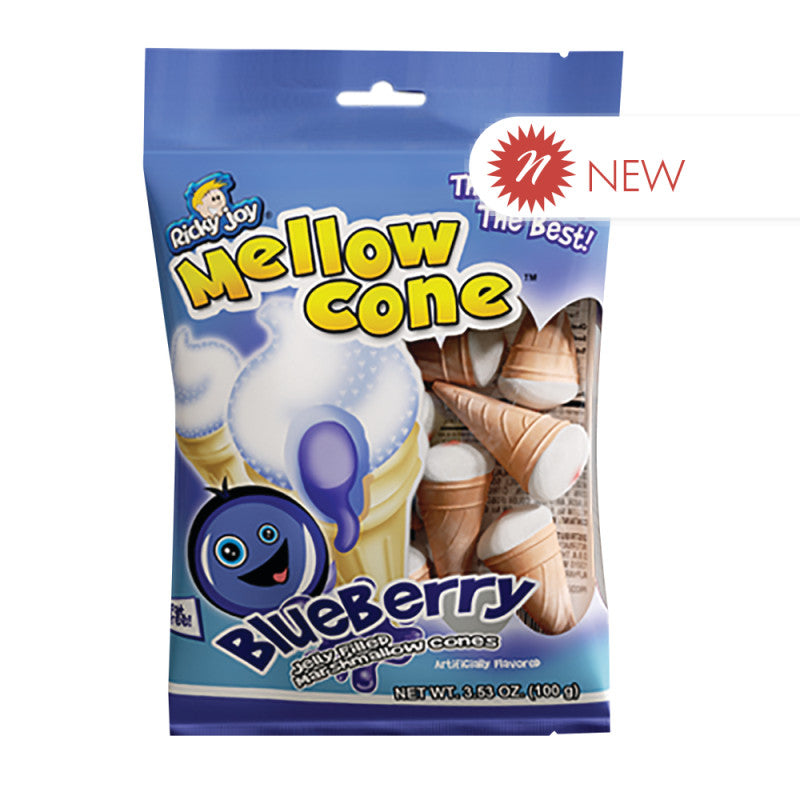 Wholesale Ricky Joy Mello Cone Blueberry 3.53 Oz Peg Bag-18ct case Bulk