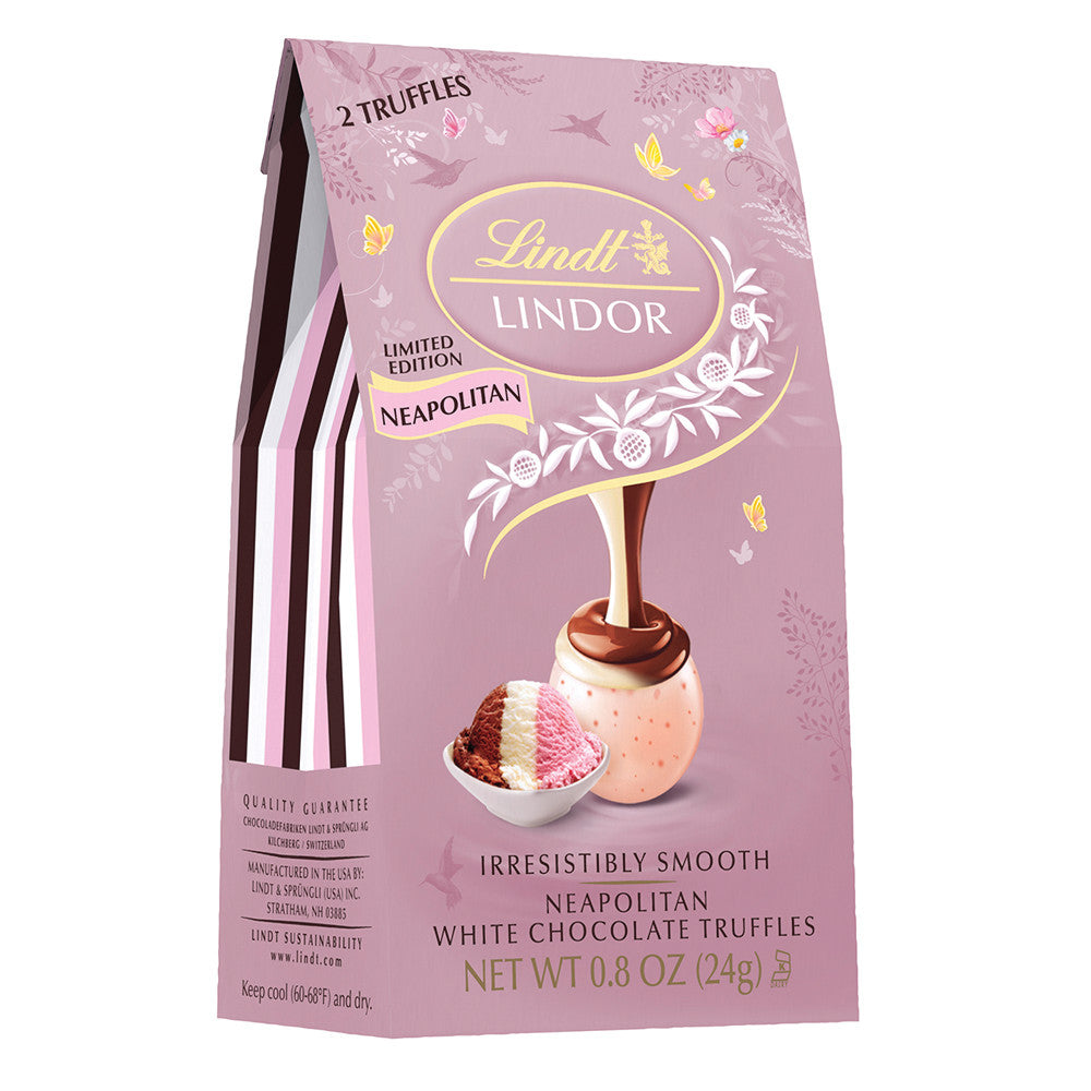 Lindt Lindor Neapolitan White Chocolate Truffles Mini Bag .8 Oz