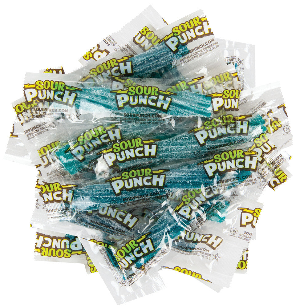 Wholesale Sour Punch Blue Raspberry Twists 3" Wrapped Bulk