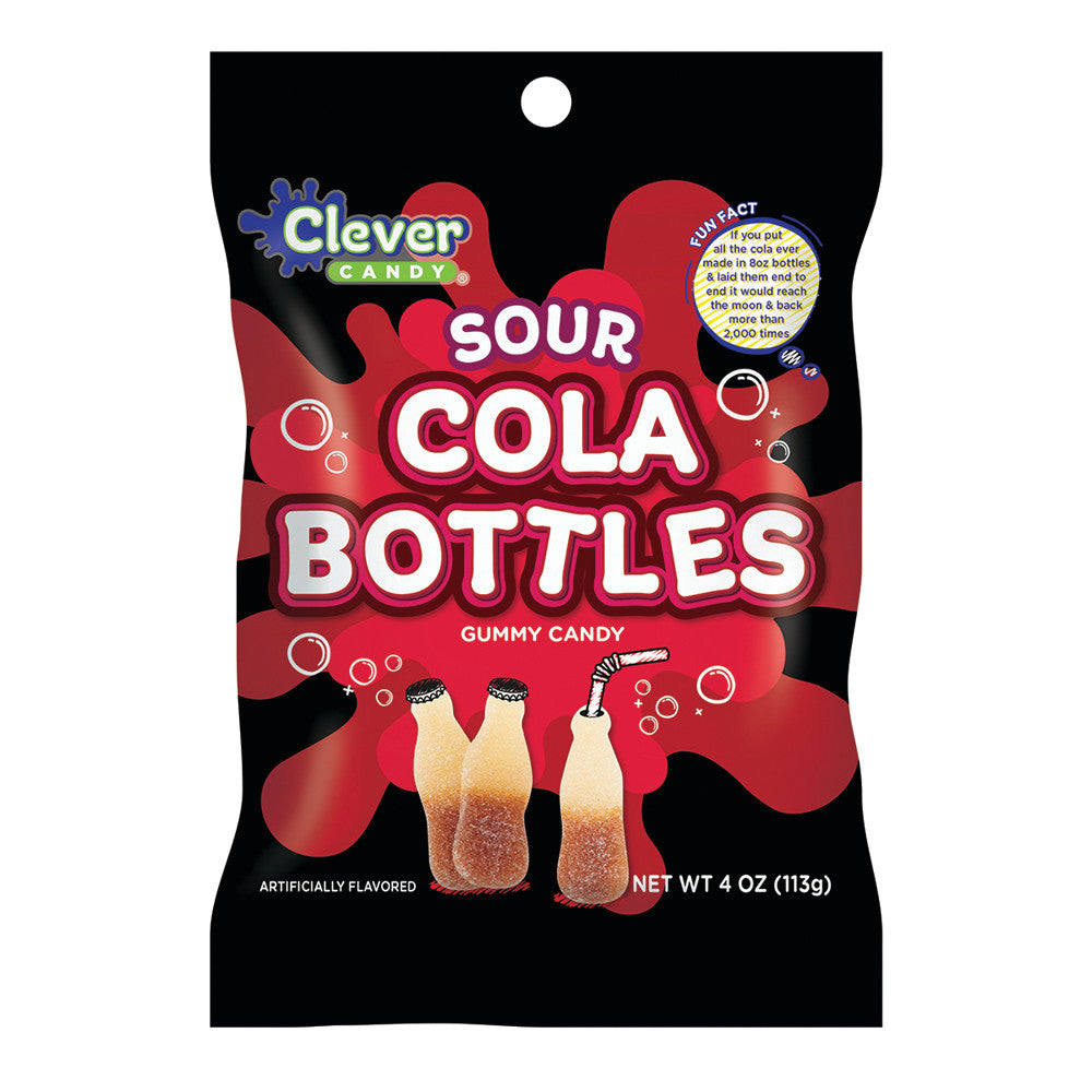 Wholesale Clever Candy Sour Cola Bottles 4 Oz Peg Bag Bulk