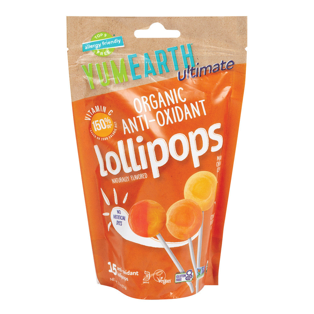 Wholesale Yumearth Organic Anti-Oxidant Lollipops 3.3 Oz Pouch Bulk