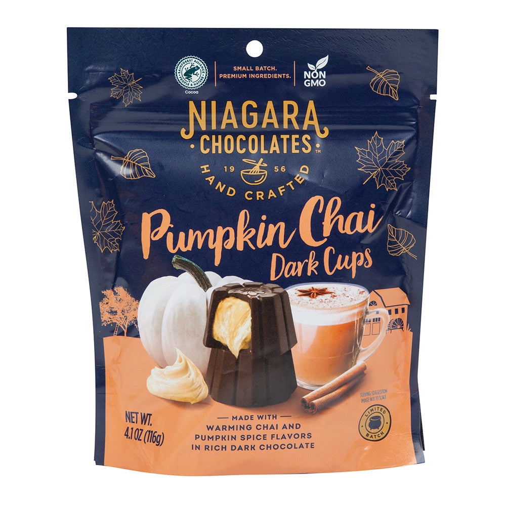 Wholesale Niagara Dark Chocolate Pumpkin Chai Cups 4.1 Oz Stand Up Bag-6ct Case Bulk