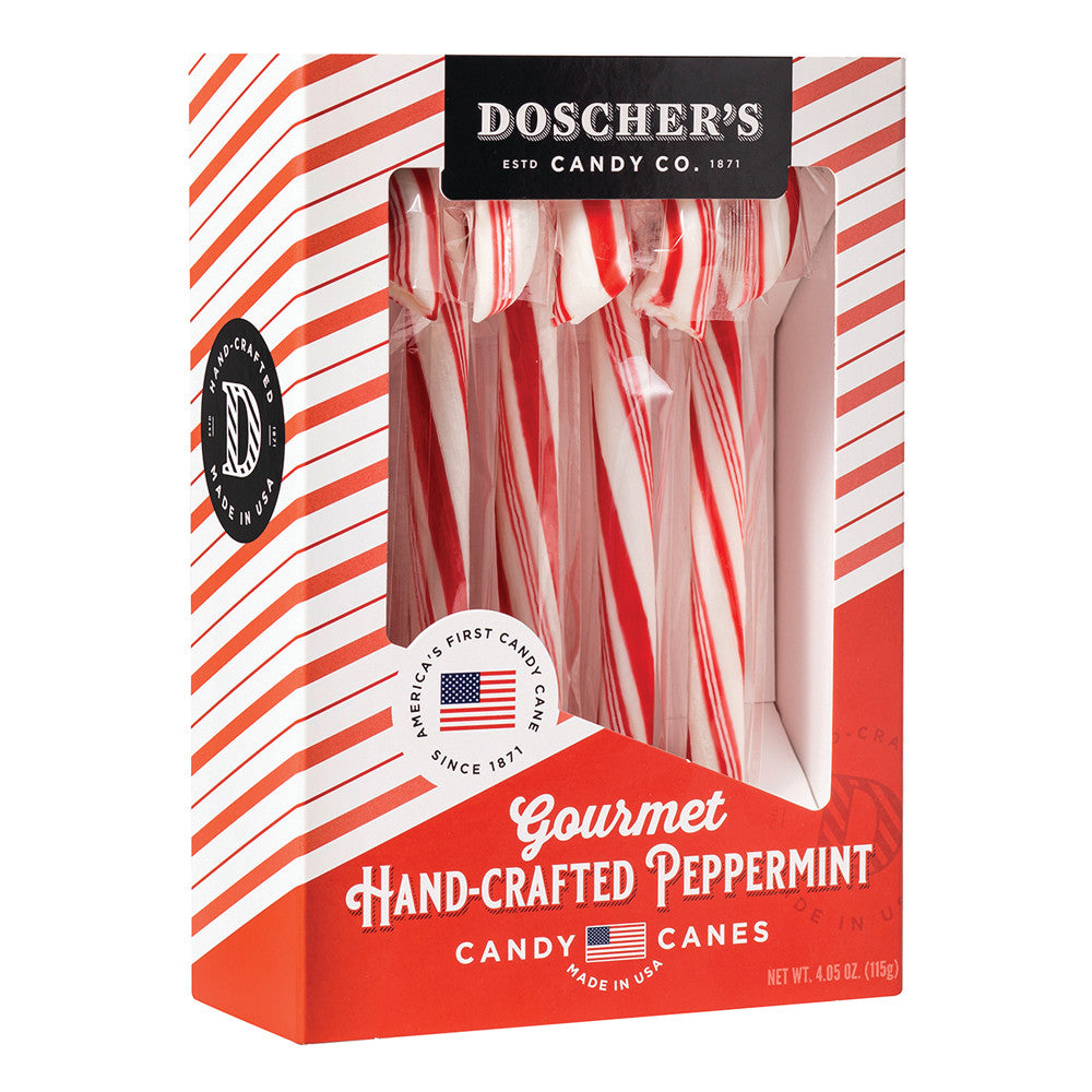 Wholesale Doscher'S Gourmet Hand-Crafted Peppermint Candy Canes 4.05 Oz Box Bulk