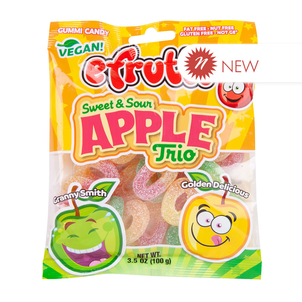 Wholesale Efrutti Sweet & Sour Apple Trio 3.5 Oz Peg Bag- Bulk